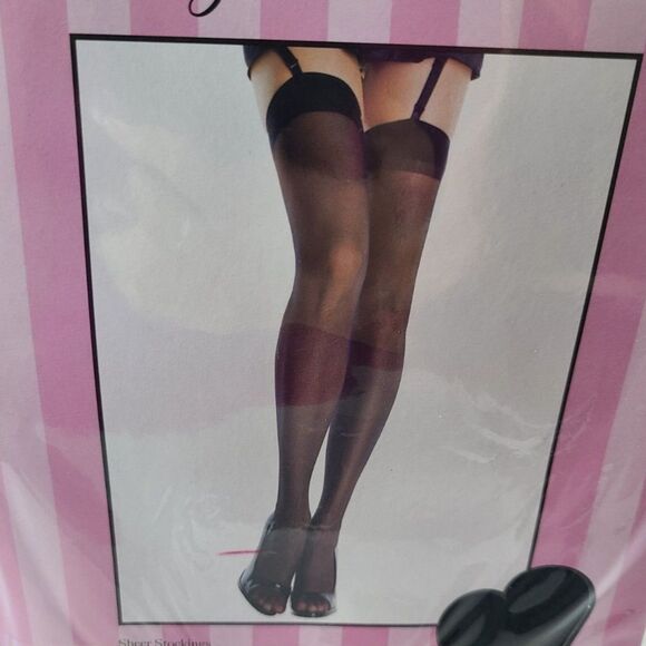 NWT 2 Pack Thigh High Stockings Pantyhose Bare Black Size Small Hosiery Set - Picture 3 of 9